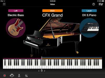 Mit der Layer-Funktion der Yamaha Smart Pianist App legst du zwei Instrumentenklänge einfach übereinander.