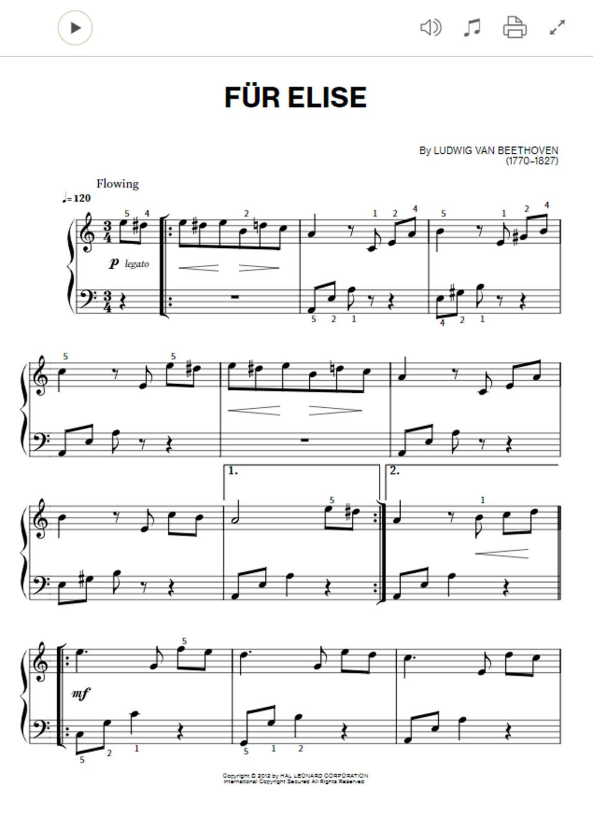 Für Elise So findest du einfache Noten fürs Klavier (PDF)