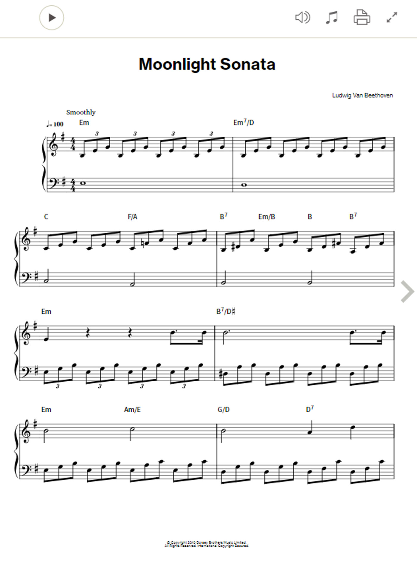 Eine sehr leichte Ausgabe der Mondscheinsonate findest du bei Sheet Music Direct.