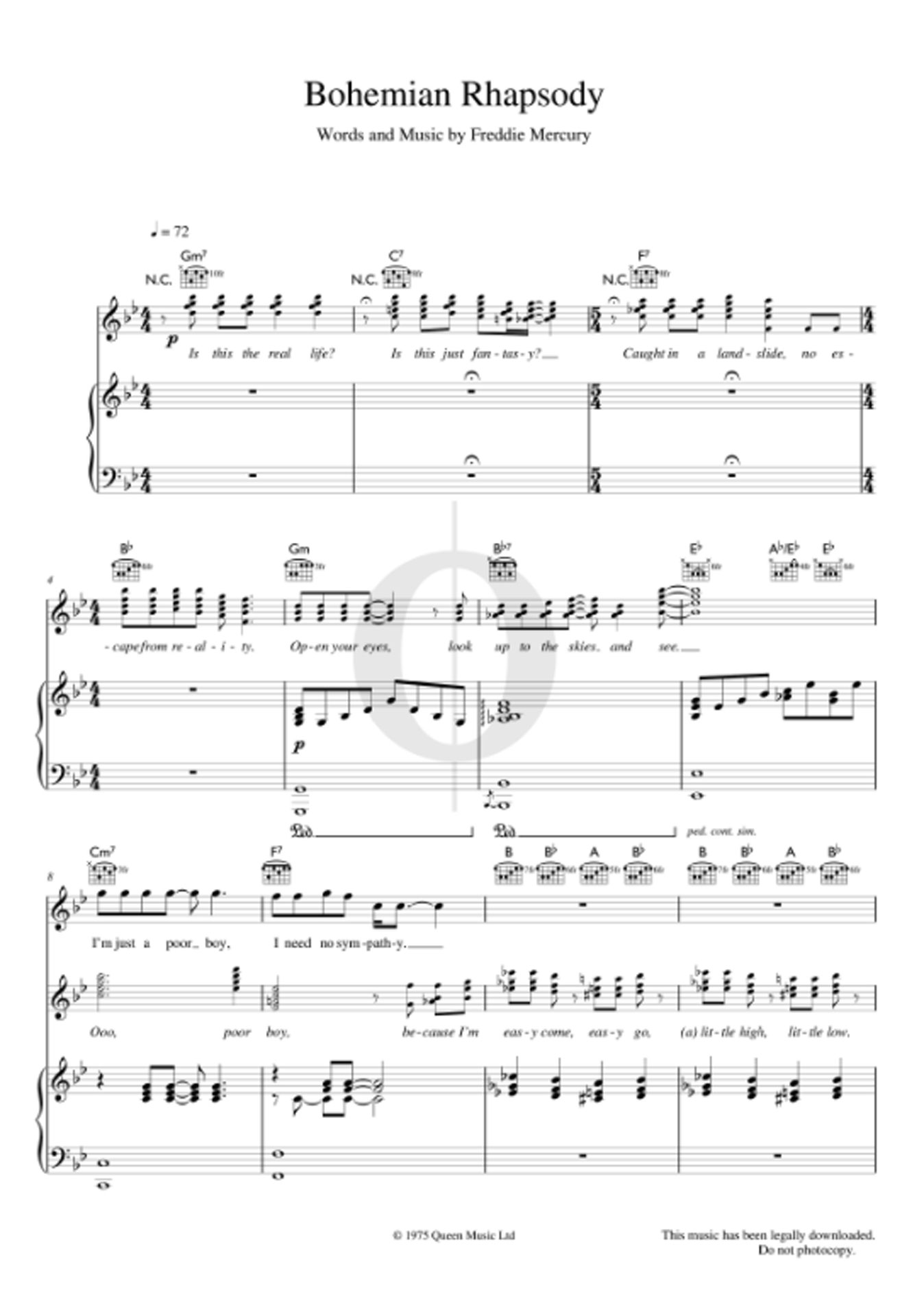 Auch in der Klaviernoten-Flatrate Oktav gibt es eine Version des Songs "Bohemian Rhapsody" von Queen.