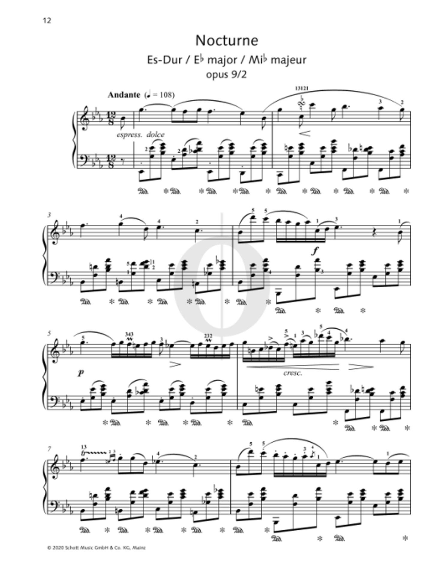 Chopins "Nocturne Op.9 No.2" gibt es auch als Originalnoten in der Klaviernoten-Flatrate OKTAV.