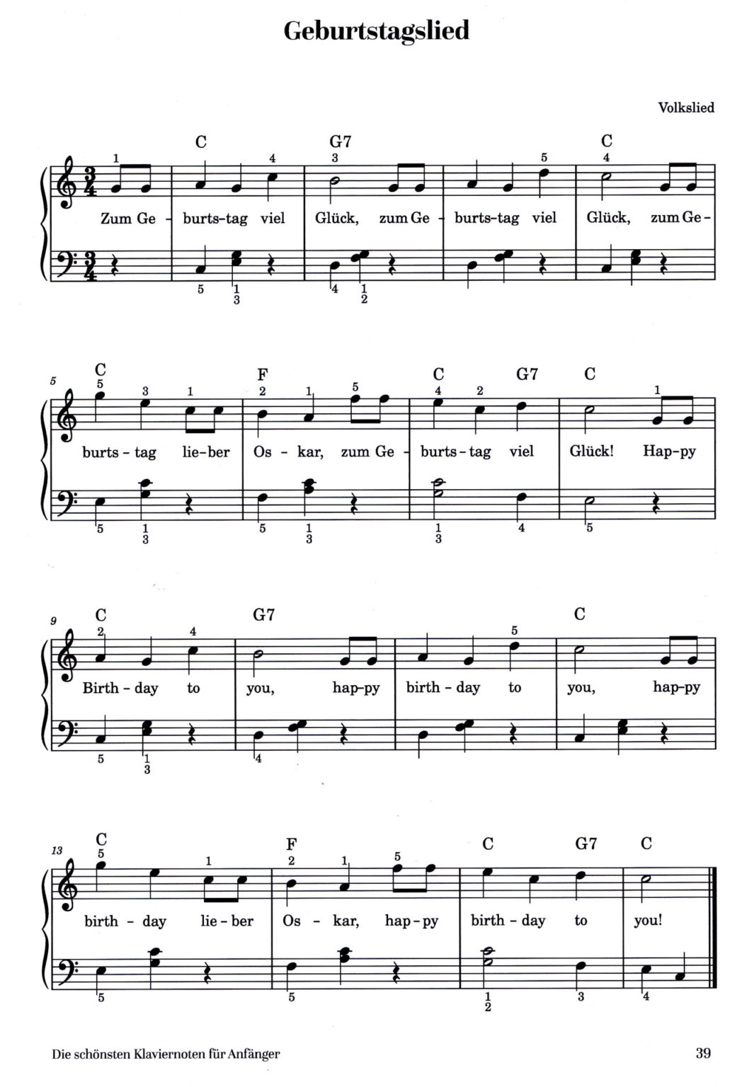 Happy Birthday So findest du einfache Noten fürs Klavier