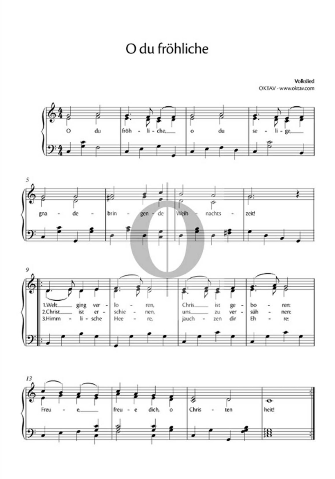 O du fröhliche: So findest du einfache Noten fürs Klavier (PDF)