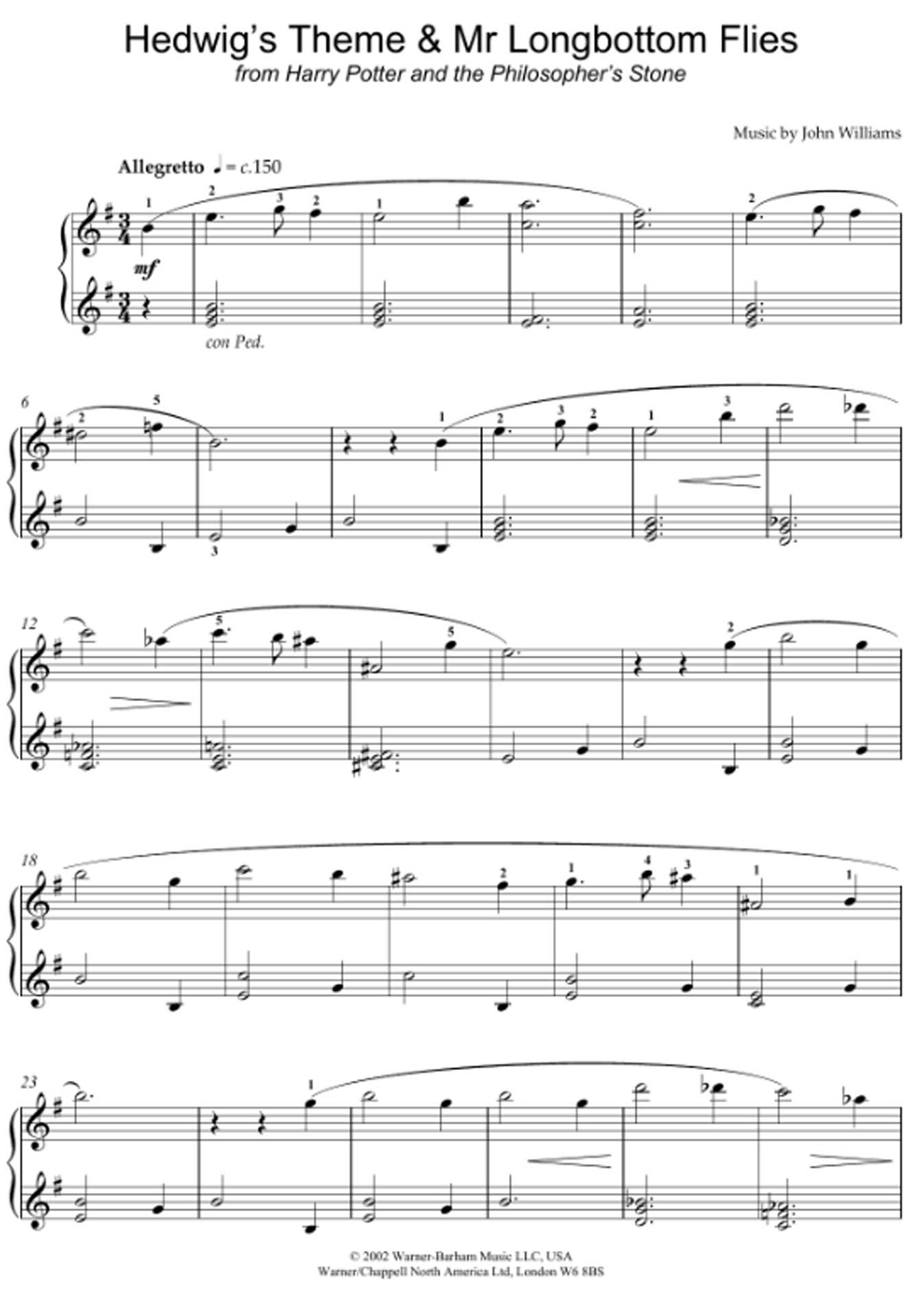 Die Noten für Klavier von "Harry Potter" gibt es bei Sheet Music Direct in mehreren Versionen.