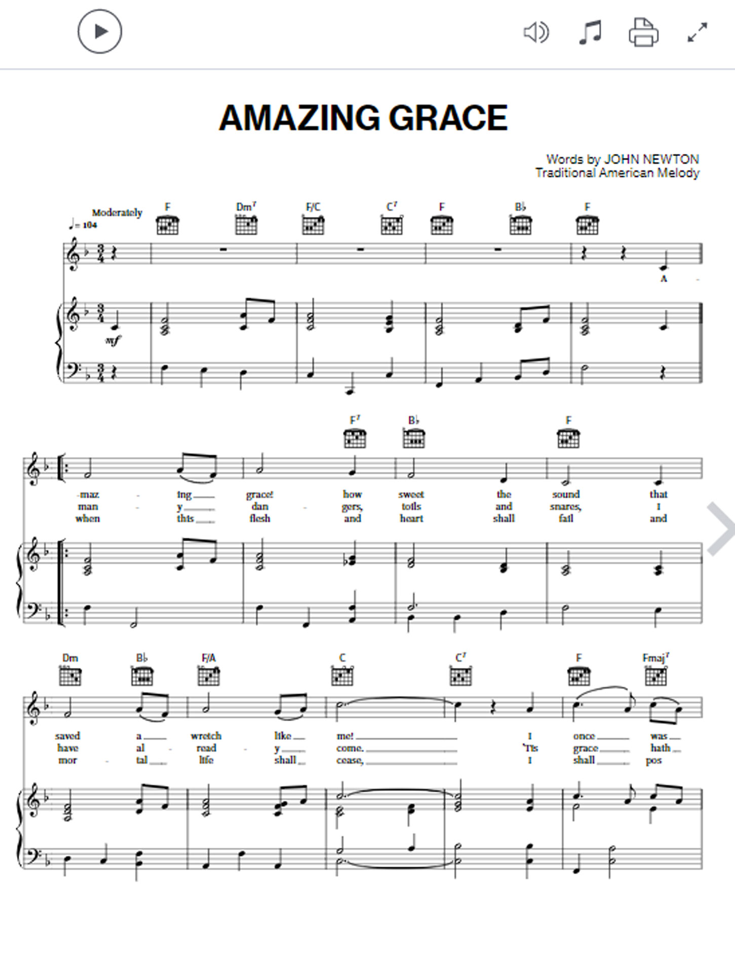 Amazing Grace Noten F r Klavier Einfache Versionen PDF 