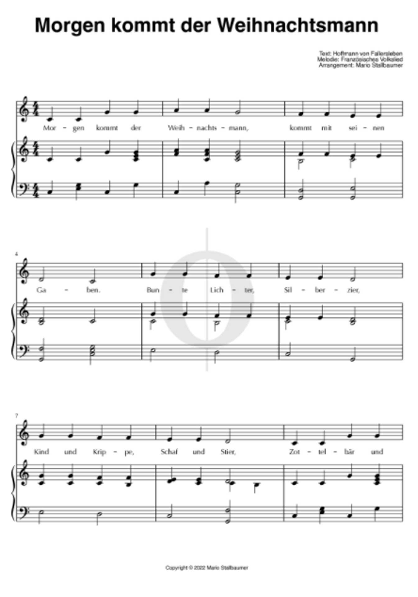"Morgen kommt der Weihnachtsmann" gibt es auch in der Klaviernoten-Flatrate OKTAV.