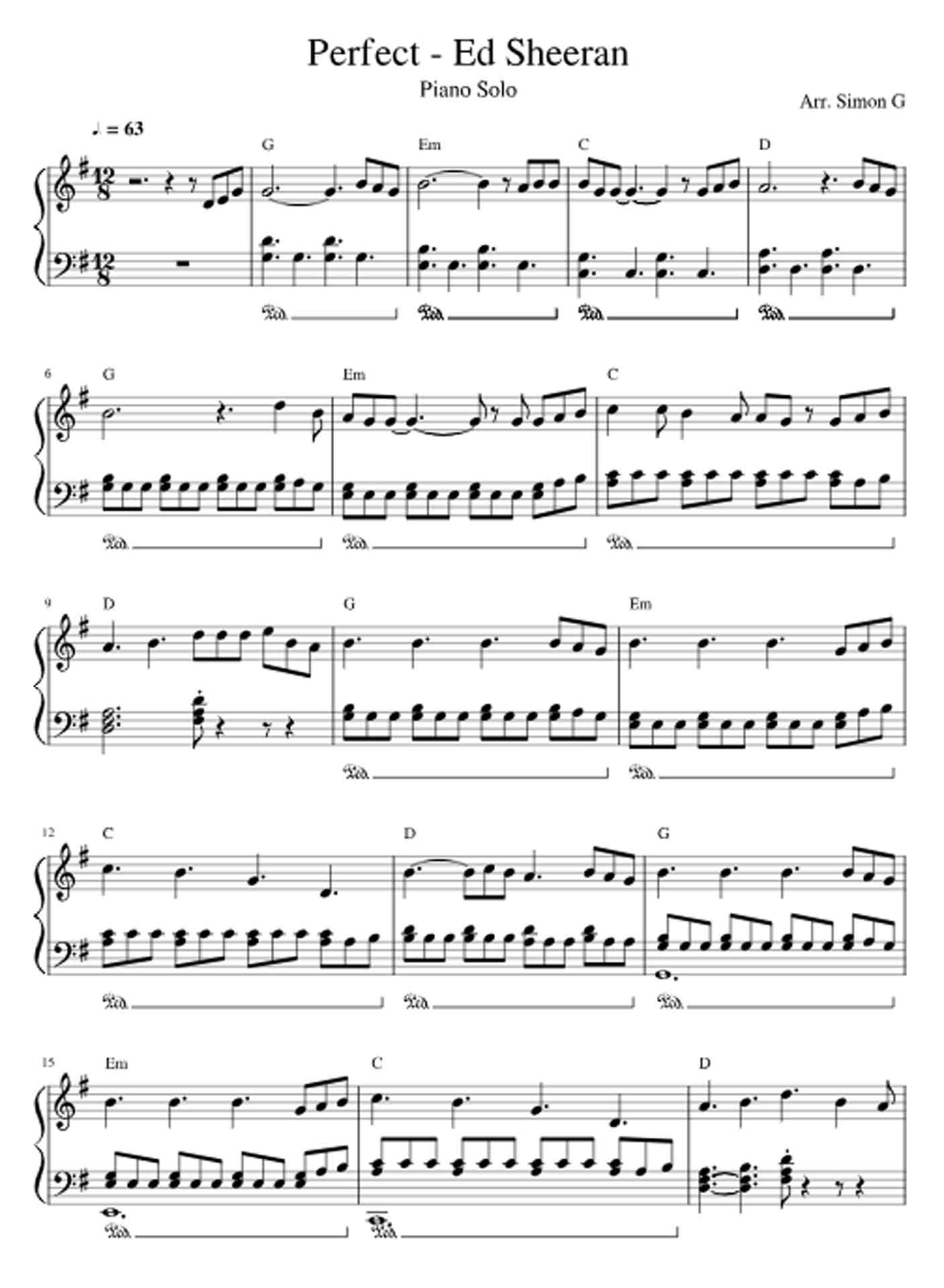 Perfect von Ed Sheeran kannst du als kostenlose Noten bei Musescore herunterladen.