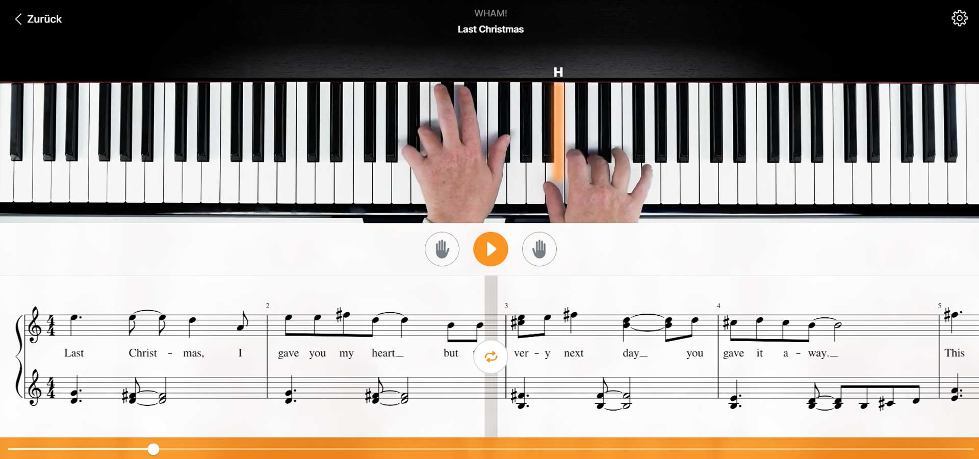 Bei Flowkey findest du Noten für verschiedene Versionen von "Last Christmas".