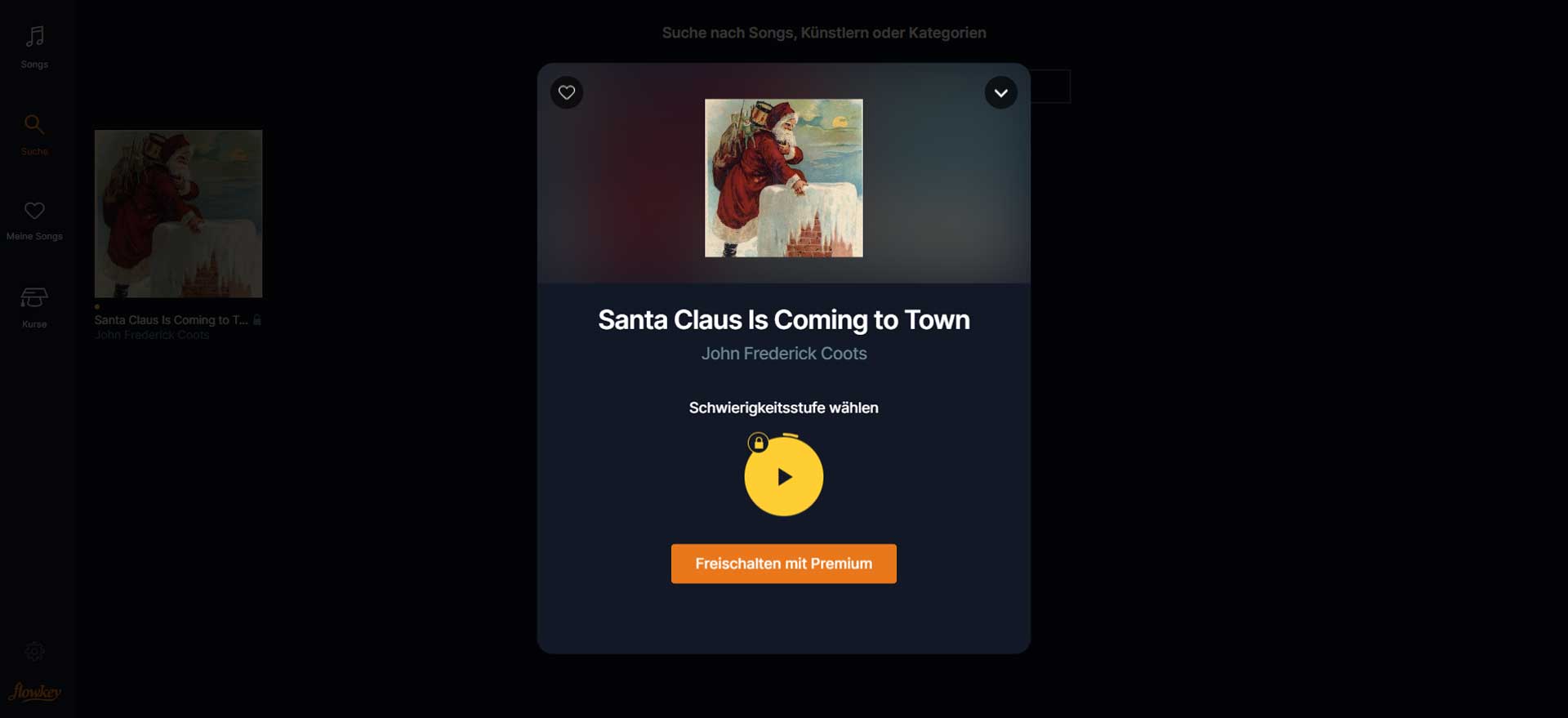 Bei Flowkey findest du auch Noten für "Santa Claus Is Comin' To Town".