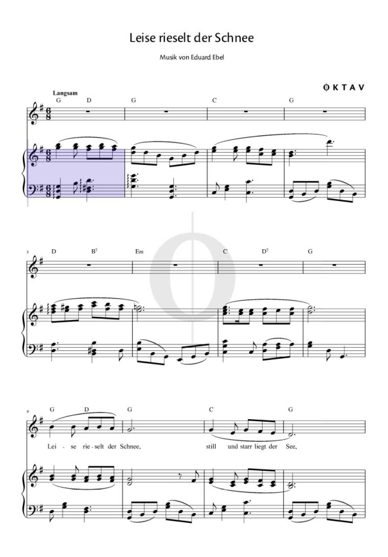 "Leise rieselt der Schnee" gibt es auch in der Klaviernoten-Flatrate OKTAV.