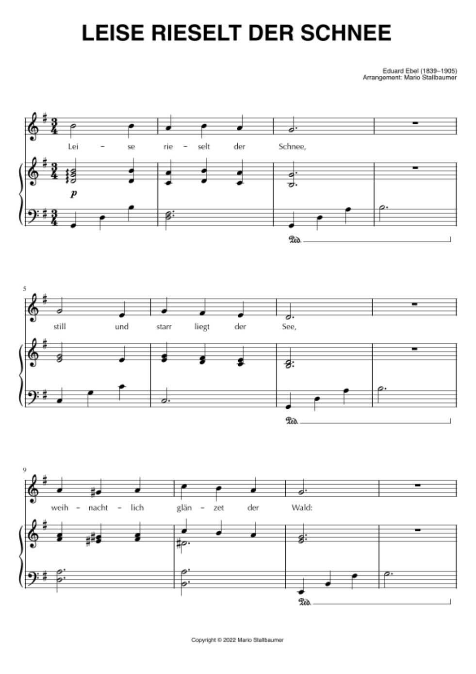 Die Noten für "Leise rieselt der Schnee" gibt es bei Sheet Music Direct in mehreren Versionen.
