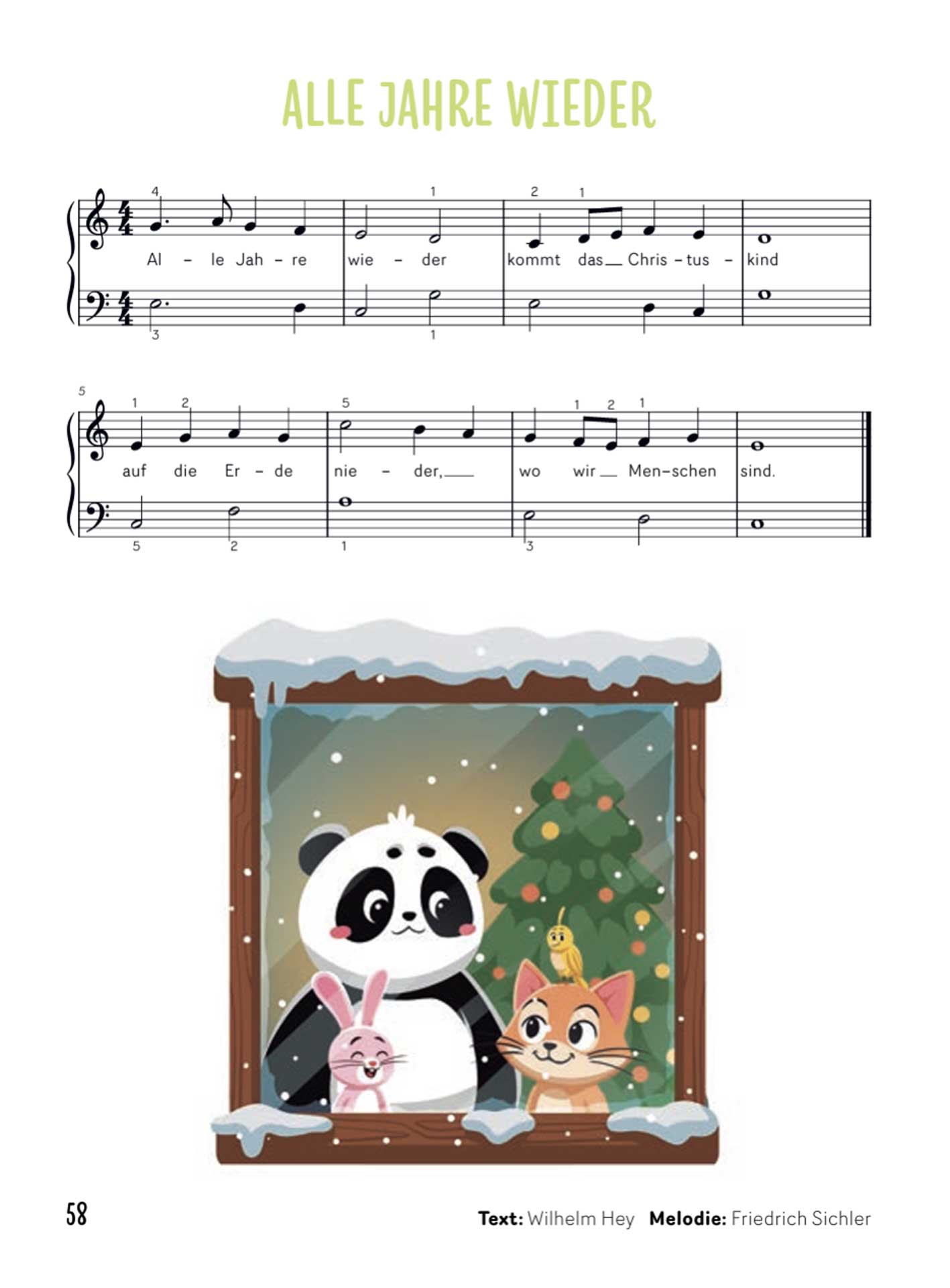 Im Notenband "Kinderleicht Klavier lernen mit Panda Paul" findest du auch die Noten für "Alle Jahre wieder".