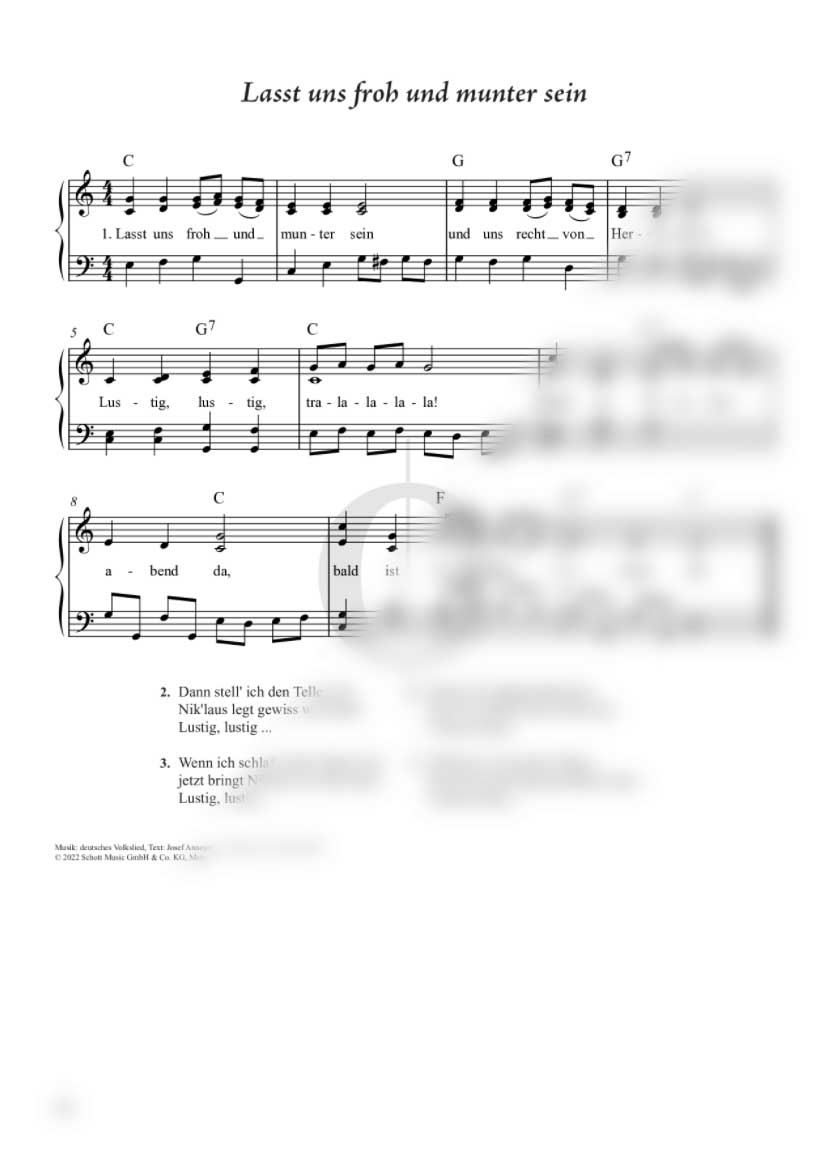 "Lasst uns froh und munter sein" gibt es auch in der Klaviernoten-Flatrate OKTAV.