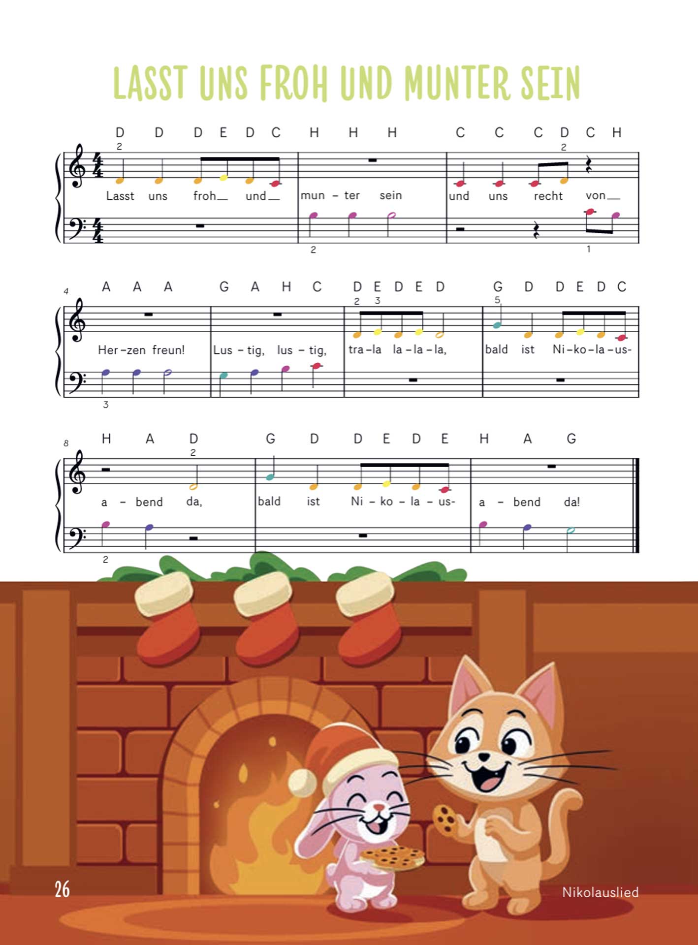 Im Notenband "Kinderleicht Klavier lernen mit Panda Paul" findest du auch die Noten für "Lasst uns froh und munter sein".