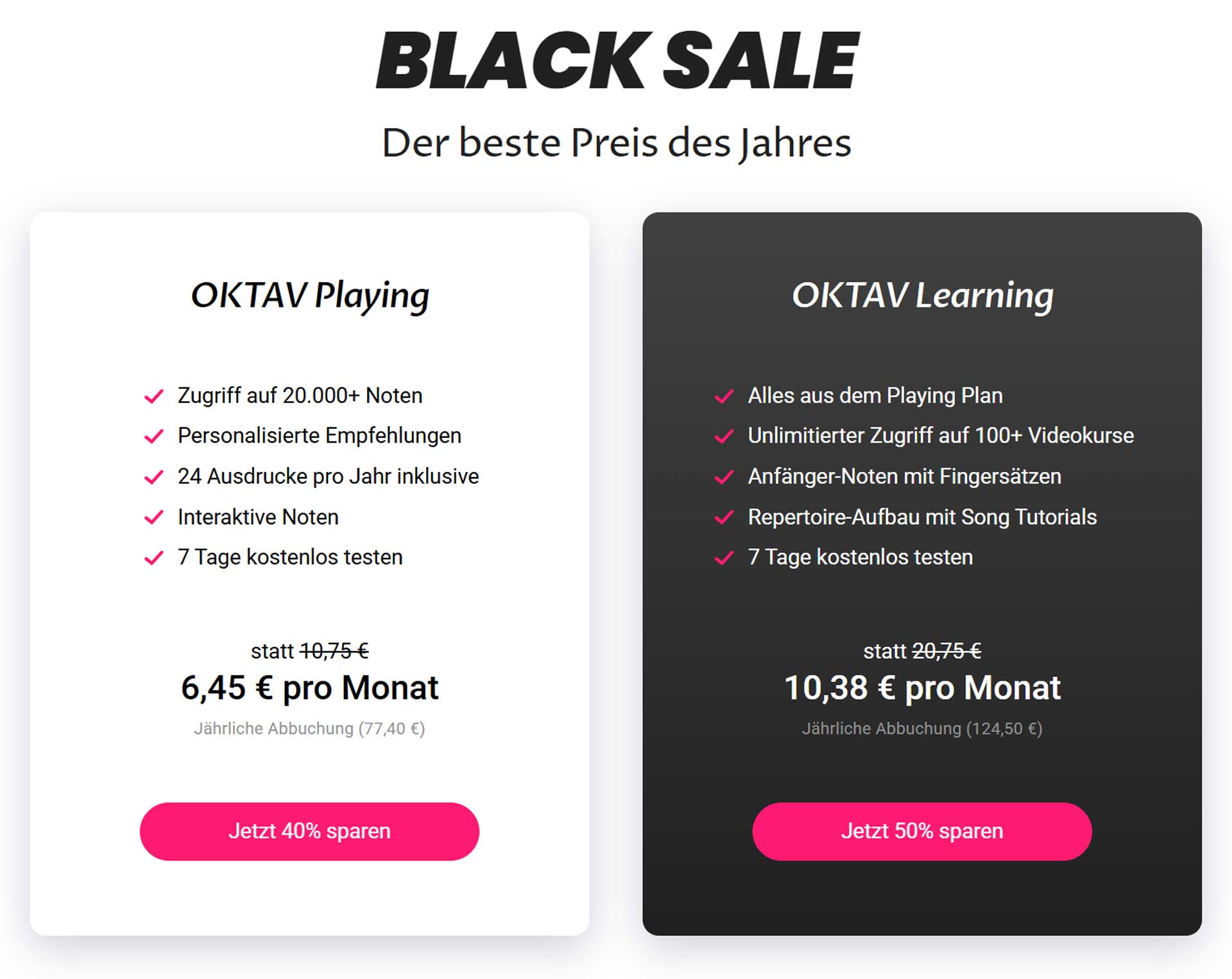 OKTAV Noten-Flatrate – digitale Klaviernoten in verschiedenen Schwierigkeitsgraden