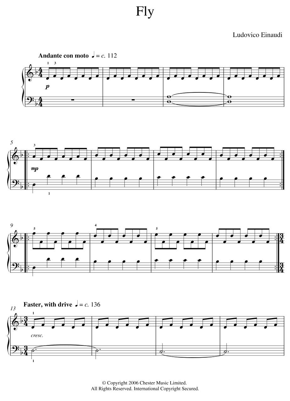 Fly Ludovico Einaudi Easy Piano Noten bei MuseScore.